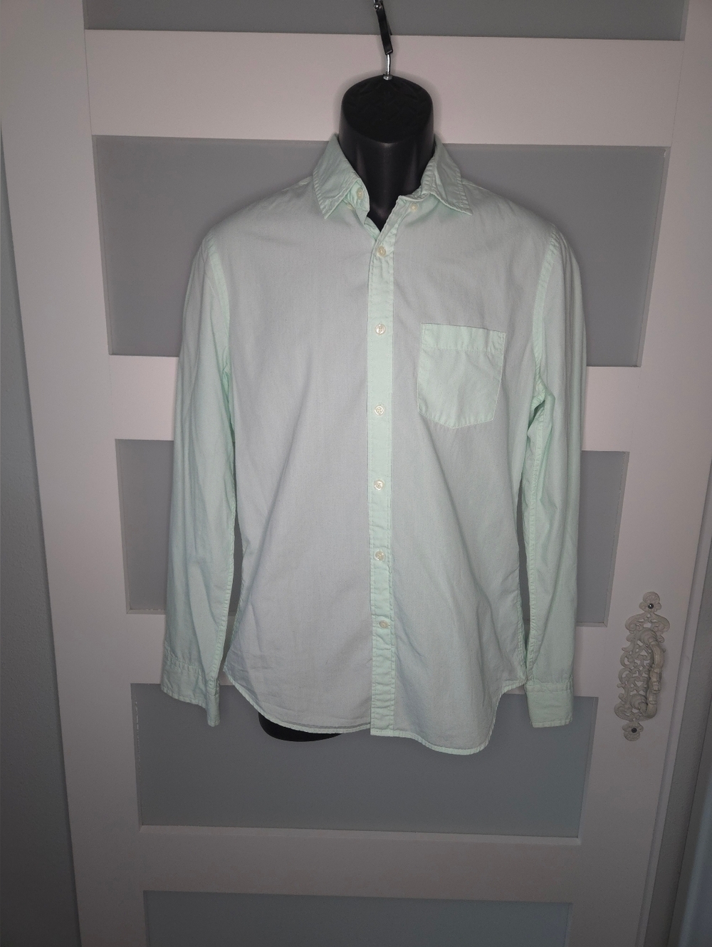 Express Men's Mint Green Button-Down Shirt